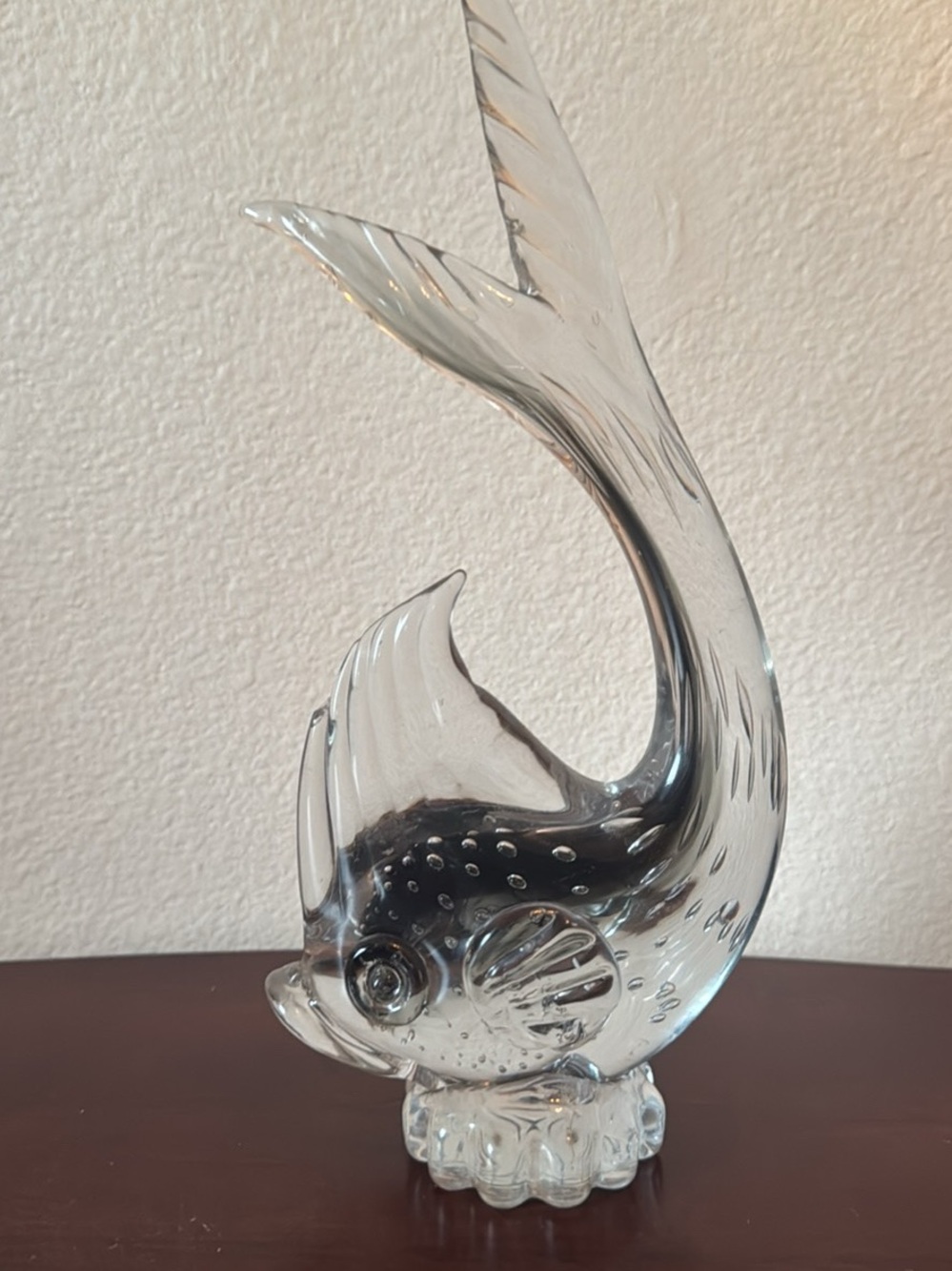 Murano Clear Glass Fish Ornament - Decorative Aquarium Accent